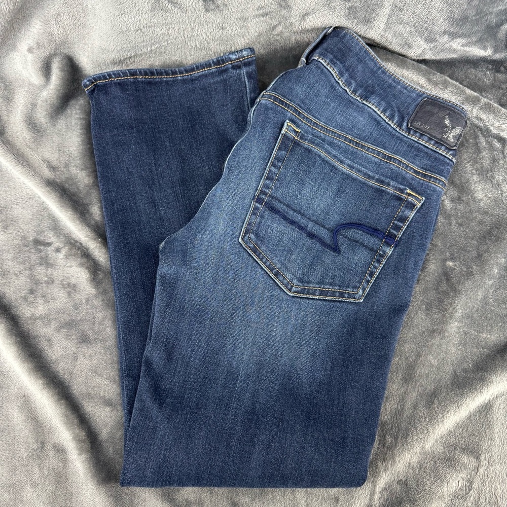 American Eagle AEO Artist Crop Dark Wash Denim Capri Pant Jean Size 4